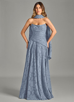 Azazie Gabriela 신부 들러리 드레스 A라인 스트랩리스 플로럴 번아웃 바닥 길이 드레스 image4