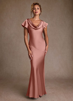Azazie Shelby Final Sale Rosette Mermaid Pleated Stretch Satin Dress image4