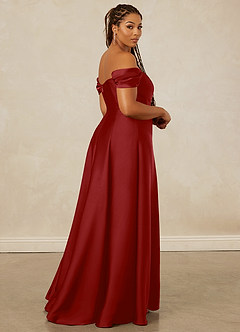Christian Siriano Bridal for Azazie 1002 Bridesmaid Dresses Pomegranate A-Line Off the Shoulder Stretch Satin Convertible Dress image15