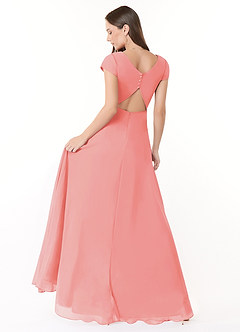 Azazie Hainsly Brautjungfernkleider A-Linie Herzausschnitt Chiffon Kleid Koralle image4