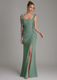 Azazie Jessamine Bridesmaid Dresses Eucalyptus Mermaid Corset Chiffon Dress image4