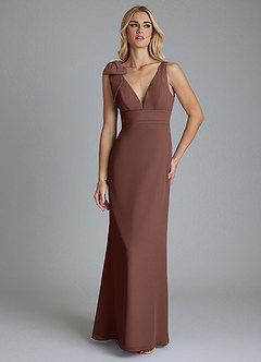 Azazie Taro Final Sale Agave Sheath Bow Chiffon Dress image6