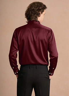 front Julian Cabernet Stretch Satin Dress Shirt