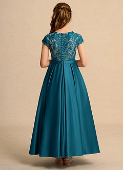 Azazie Bunny Girls Formal Flower Girl Dresses Ink Blue Ball-Gown Lace Dress image2