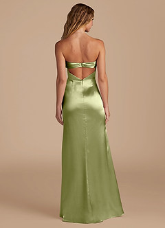 Azazie Leonis Bridesmaid Dresses Pistachio Mermaid Pleated Metallic Satin Convertible Dress image6