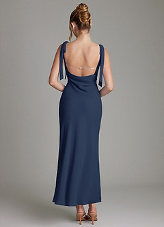 Azazie Luddie Bridesmaid Dresses Dark Navy Mermaid Bow Chiffon Dress image5