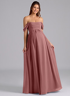 Azazie Saige Maternity Bridesmaid Dresses A-Line Pleated Chiffon Floor-Length Dress image4