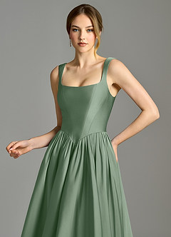 Azazie Verina Bridesmaid Dresses Matcha A-Line Pleated Stretch Satin Dress image2