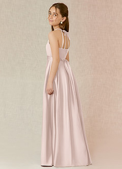 Azazie Arianthe Junior Blushing Pink A-Line with Pockets Stretch Satin Dress image3