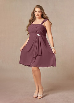 Azazie Olivia Mother of the Bride Dresses Sangria A-Line Square Neckline Pleated Chiffon Dress image10