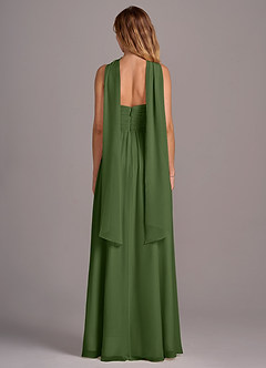 Azazie Joni Bridesmaid Dresses Olive A-Line Strapless Chiffon Convertible Dress image7