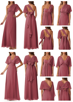 Azazie Fifi Robes de demoiselle d'honneur Robe Trapèze Convertible en Mousseline de soie Sans bretelles Merlot image10