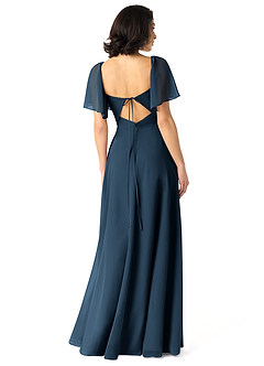 Azazie Chloe Bridesmaid Dresses Dark Navy A-Line Sweetheart Neckline Chiffon Dress image2