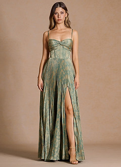 Vestido Platino Verde Azulado Largo Vesper image6