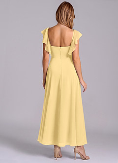 Azazie Leilani Brautjungfernkleider A-Linie Gestreift Chiffon Kleid Butter image2