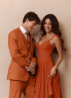 front James Burnt Orange Structured Stretch Suit