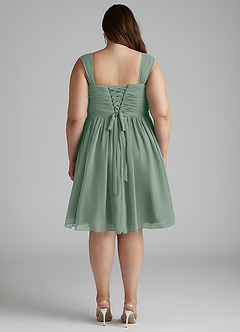 Azazie Angie Bridesmaid Dresses Silver Sage A-Line Corset Chiffon Dress image14