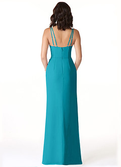 Azazie Leo Bridesmaid Dresses Jade Mermaid V-Neck Pleated Chiffon Dress image2