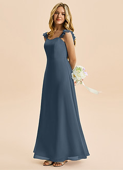 Azazie Mavie Junior Linia A Marszczony Szyfon Długość podłogi Młodsza druhna Sukienka image3