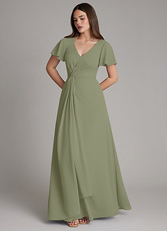 Azazie Kaya Bridesmaid Dresses Pistachio A-Line Pleated Chiffon Dress image5