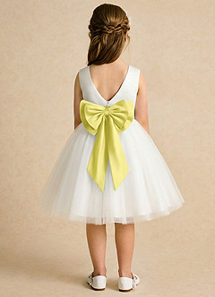 Azazie Sosie Flower Girl Dresses Ivory Canary A-Line Pleated Tulle Dress image1