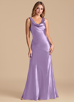 Azazie Rylina 신부 들러리 드레스 인어 메탈릭 새틴 바닥 길이 드레스 image1