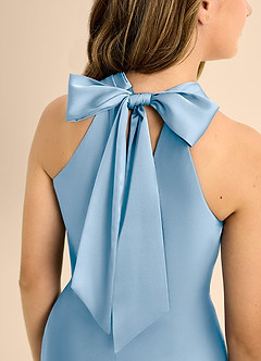 Azazie Doretta Junior Powder Blue A-Line Pleated Stretch Satin Dress image8