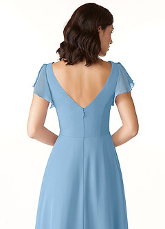 Azazie Omari Bridesmaid Dresses Steel Blue A-Line Chiffon Dress image6