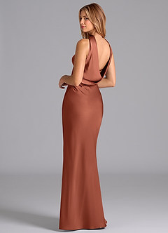 Azazie Lusinda Vestidos de damas de honor Vestido de Arcilla de Satén Elástico de Corte Sirena con Sin tirantes image2