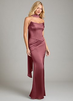 Azazie Sorrel Bridesmaid Dresses Desert Rose Mermaid Strapless Stretch Satin Convertible Dress image8