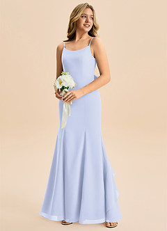 Azazie Lioren Junior Syrena Ukłon Szyfon Długość podłogi Młodsza druhna Sukienka image4