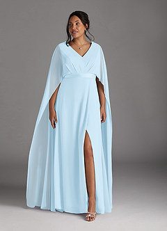 Azazie Isa Mother of the Bride Dresses Sky Blue A-Line V-Neck Pleated Chiffon Dress image9