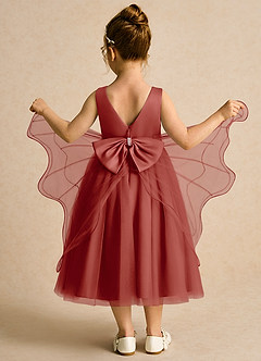 Azazie Pear Blumenmädchenkleider Ballkleid Schleifen Tüll Kleid Terrakotta image3