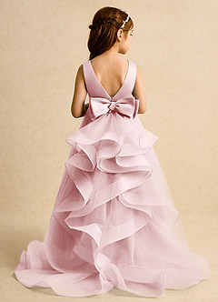 Azazie Lior Abiti da Ragazza di Fiori Abito Principessa in Tulle Plissettato Rosa Cipria image8