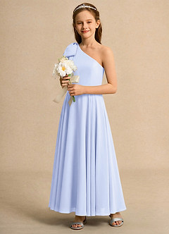 Azazie Guppy Junior Formal Flower Girl Dresses Lavender A-Line One Shoulder Chiffon Dress image6