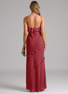 Azazie Nancie Jurken voor bruidsmeisjes Jurk van Chiffon met Zeemeermin Ruches Granaatappel image2