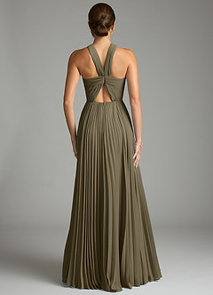 Azazie Afra Abiti da Damigella Abito A-Line in Chiffon Plissettato Willow Green image2