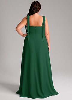 Azazie Debra Bridesmaid Dresses Dark Green A-Line with Pockets Chiffon Convertible Dress image2