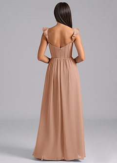 Azazie Denisse Jurken voor bruidsmeisjes Jurk van Chiffon met A-Lijn Ruches Champagne Roos image2