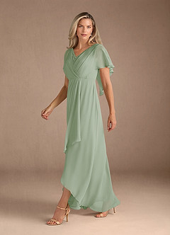 Azazie Eliza Mother of the Bride Dresses Dusty Sage A-Line V-Neck Pleated Chiffon Dress image8