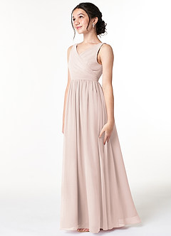 Azazie Sawyer Junior Rose Petal A-Line Pleated Chiffon Dress image4