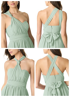 Azazie Olani Brautjungfernkleider Wandelbar A-Linie Schulterfrei Chiffon Kleid Agave image7