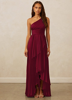Christian Siriano Bridal for Azazie 1008 Bridesmaid Dresses Burgundy A-Line One Shoulder Stretch Satin Dress image1