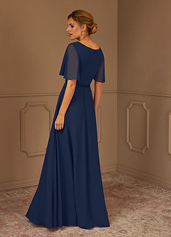 Azazie Tricia Mother of the Bride Dresses Dark Navy A-Line V-Neck Pleated Chiffon Dress image8