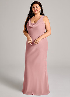Azazie Rylina Bridesmaid Dresses Dusty Rose Mermaid Pleated Chiffon Dress image9