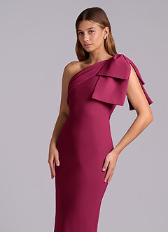 Azazie Yuanna Bridesmaid Dresses Burgundy Mermaid One Shoulder Chiffon Dress image7