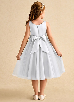 Azazie Twinsie Flower Girl Dresses White A-Line Bow Tulle Dress image2