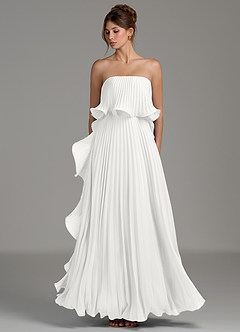 Azazie Alexia Bridesmaid Dresses White A-Line Ruched Chiffon Dress image6