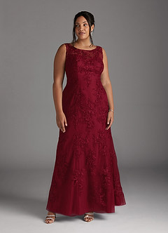 Azazie Whilhelmina Mother of the Bride Dresses Burgundy Mermaid Lace Chiffon Dress image12