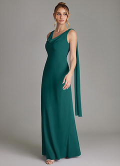 Azazie Essence Bridesmaid Dresses Peacock Sheath Chiffon Dress image4
